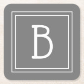 Modernes Bauernhaus Mit Monogramm Gray & White Ini Rechteckiger Pappuntersetzer (Vorderseite)