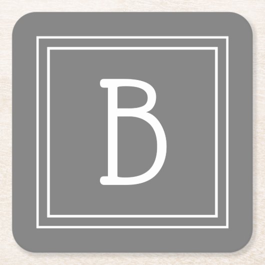 Modernes Bauernhaus Mit Monogramm Gray & White Ini Rechteckiger Pappuntersetzer (Vorderseite)