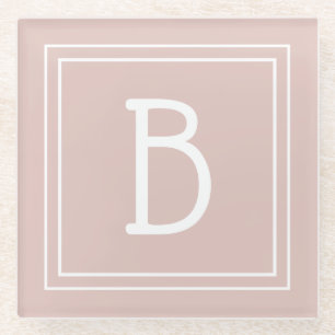 Modernes Bauernhaus Mit Monogramm Pink & White Ini Glasuntersetzer