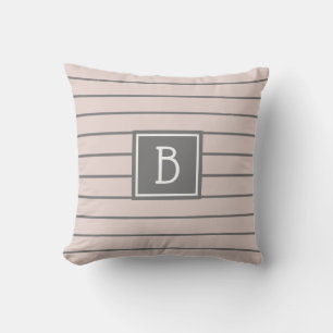 Modernes Bauernhaus Mit Monogramm, rosa und grau g Kissen