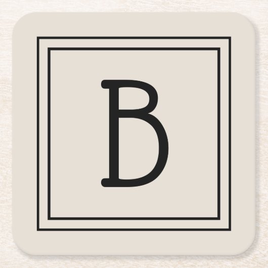 Modernes Bauernhaus Mit Monogramm Tan & Black Init Rechteckiger Pappuntersetzer (Vorderseite)