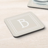 Modernes Bauernhaus Mit Monogramm Tan & White Init Getränkeuntersetzer (Linke Seite)
