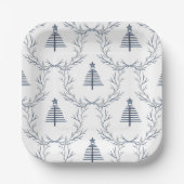 Modernes Bauernhaus Navy Blue Muster Weihnachten Pappteller (Vorderseite)