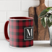 Modernes Bauernhaus Red Buffalo Karo Mit Monogramm Tasse