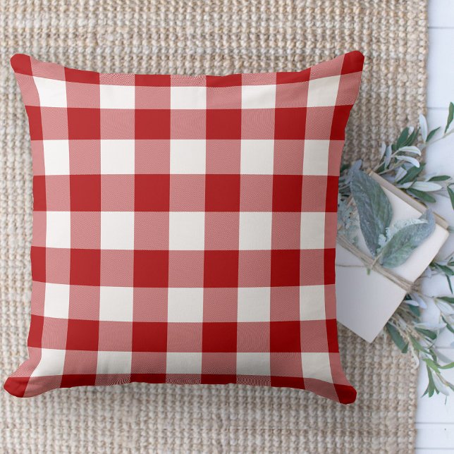 Modernes Bauernhaus Rot & Weiß Buffalo Karierte Co Kissen (Modern farmhouse throw pillow red and white buffalo plaid couch pillow )