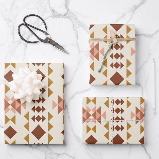 Modernes Bauernhaus Rustic Terracotta Geometrische Geschenkpapier Set (Vorderseite)