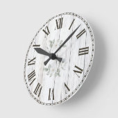 Modernes Bauernhaus Rustic Wood Floral Name Runde Wanduhr (Winkel)