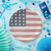 Modernes Bauernhaus Rustikale amerikanische Flagge Pappteller (Party)