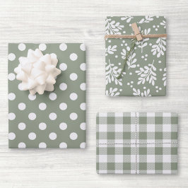 Modernes Bauernhaus Sage Green Holiday Geschenk Geschenkpapier Set