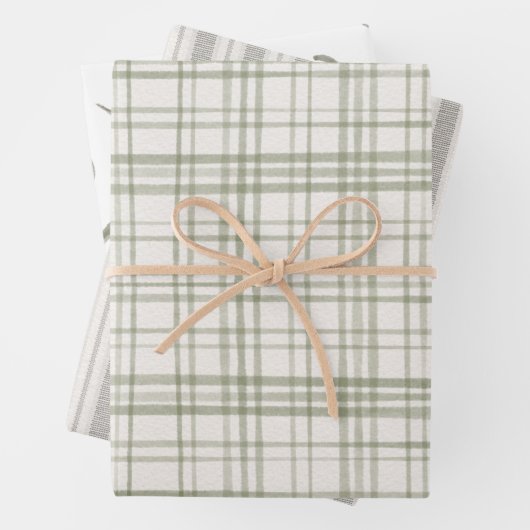 Modernes Bauernhaus Sage Grün Weihnachten Geschenkpapier Set (Beispiel)