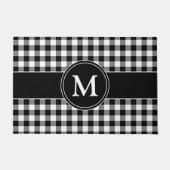 Modernes Bauernhaus Schwarz Kariert Monogram Fußmatte (Vorderseite)