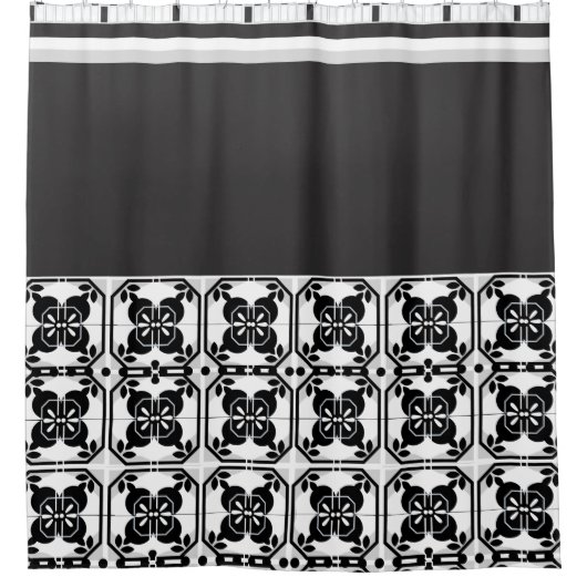 Modernes Bauernhaus Schwarz und Weiß elegant Duschvorhang (Vorderseite)