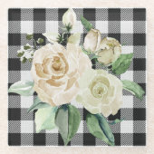 Modernes Bauernhaus Schwarz-weiß Buffalo Kariert Glasuntersetzer (Vorderseite)