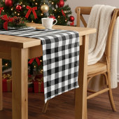 Modernes Bauernhaus Schwarz-Weiß Buffalo Kariert Großer Tischläufer