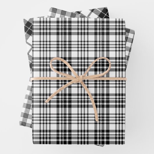 Modernes Bauernhaus Schwarz-weiß Kariert Geschenkpapier Set (Beispiel)