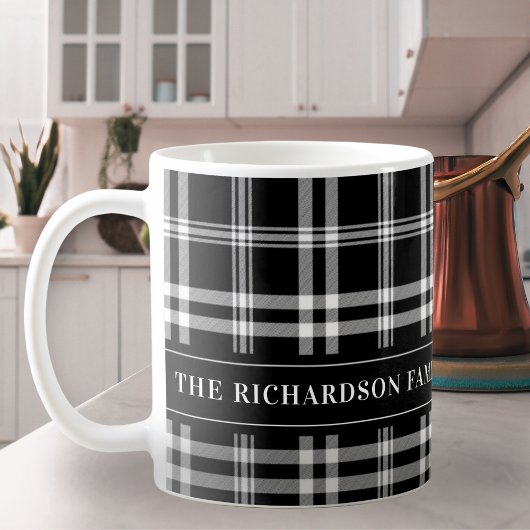 Modernes Bauernhaus Schwarz-Weiß Karierte Custom Kaffeetasse