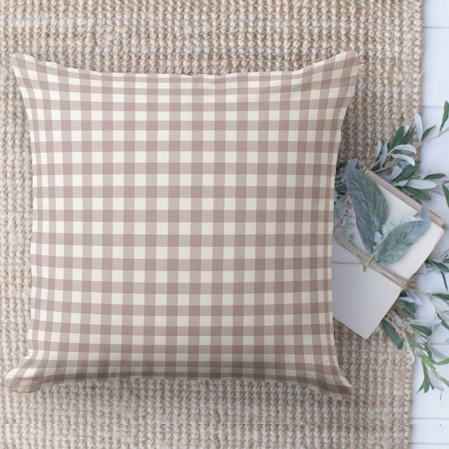 Modernes Bauernhaus Tan & White Gingham Couch Kissen (throw pillow farmhouse pillows country tan and white gingham plaid throw pillow )