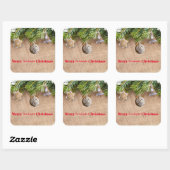 Modernes Bauernhaus Weihnachten Rustikale Burlap O Quadratischer Aufkleber (Blatt)