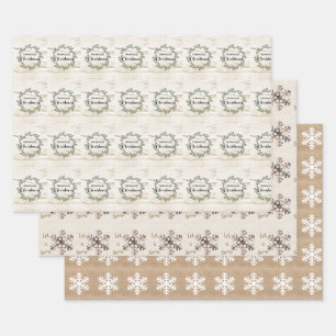 Modernes Bauernhaus Weihnachten Rustikale Burlap u Geschenkpapier Set