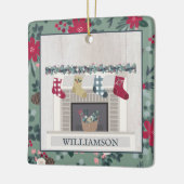 Modernes Bauernhaus Weihnachten Zuhause Wood Flora Keramikornament (Links)