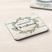 Modernes Bauernhaus Weihnachtsbad Rustikale Holzwa Getränkeuntersetzer (Linke Seite)