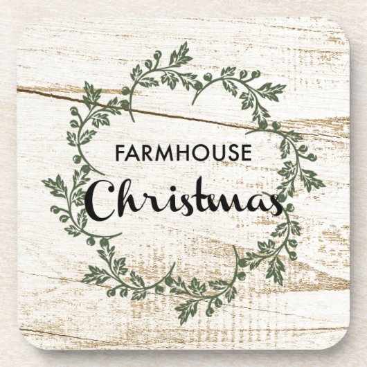 Modernes Bauernhaus Weihnachtsbad Rustikale Holzwa Getränkeuntersetzer (Vorderseite)