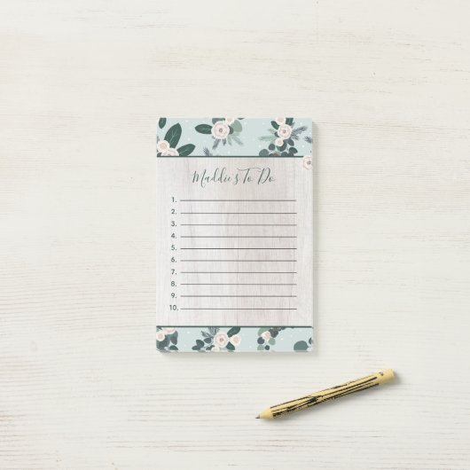 Modernes Bauernhaus Weihnachtsblume auf Holz zu tu Post-it Klebezettel (Auf Schreibtisch)