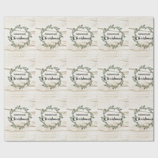Modernes Bauernhaus Weihnachtskranz Rustikales Hol Geschenkpapier (Flach)