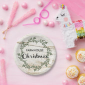 Modernes Bauernhaus Weihnachtskranz Rustikales Hol Pappteller (Party)