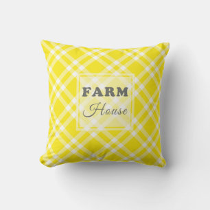 Modernes Bauernhaus Yellow Gingham Kissen