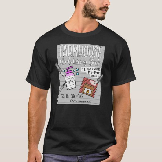 Modernes Bauernkolorationsbuch T-Shirt (Vorderseite)