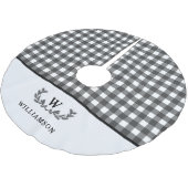 Modernes Bauernstil Schwarz-weiß Karierte Monogram Polyester Weihnachtsbaumdecke (Schrägansicht)