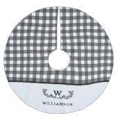 Modernes Bauernstil Schwarz-weiß Karierte Monogram Polyester Weihnachtsbaumdecke (Vorderseite)