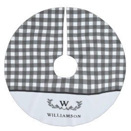 Modernes Bauernstil Schwarz-weiß Karierte Monogram Polyester Weihnachtsbaumdecke
