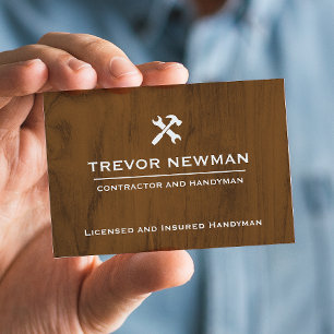 Modernes Bauhandyman Carpenter Dark Wood Visitenkarte
