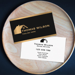Modernes Bauhandyman Carpenter Roof Gold Visitenkarte