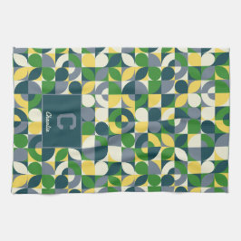 Modernes Bauhaus Abstrakt geometrisches Monogramm Geschirrtuch