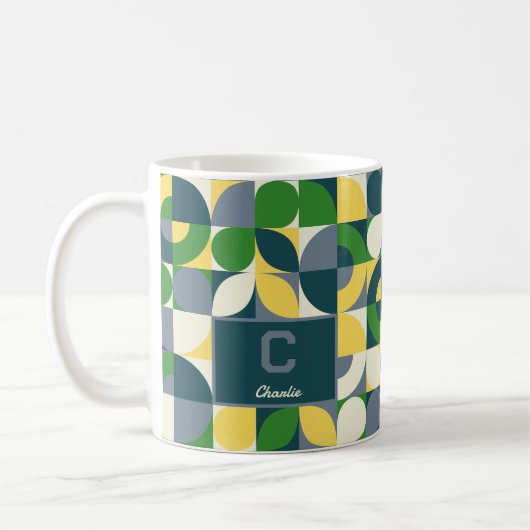 Modernes Bauhaus Abstrakt geometrisches Monogramm Kaffeetasse (Links)