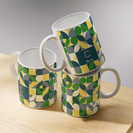 Modernes Bauhaus Abstrakt geometrisches Monogramm Kaffeetasse