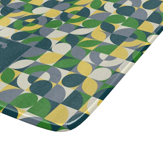 Modernes Bauhaus Abstrakt geometrisches Monogramm Schneidebrett (Ecke)