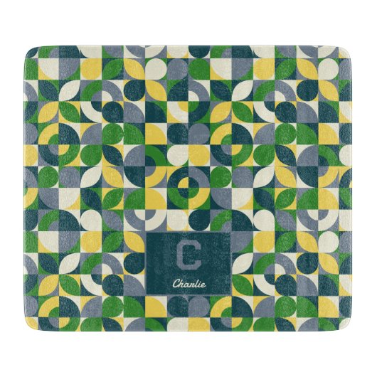 Modernes Bauhaus Abstrakt geometrisches Monogramm Schneidebrett (Vorderseite)