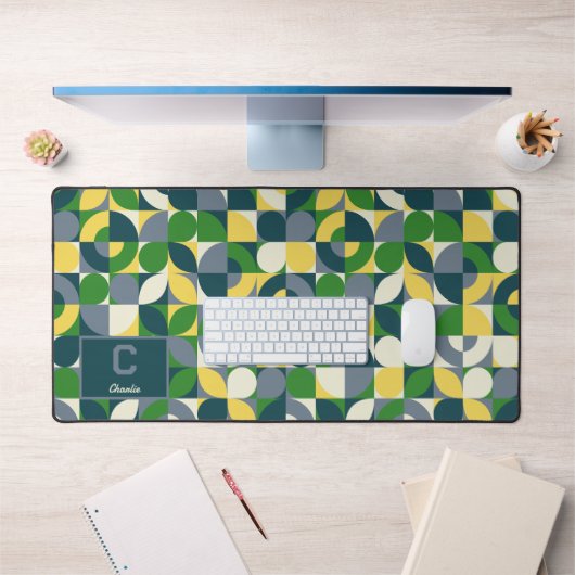 Modernes Bauhaus Abstrakt geometrisches Monogramm Schreibtischunterlage (Büro 1)