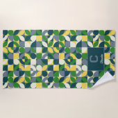 Modernes Bauhaus Abstrakt geometrisches Monogramm  Strandtuch (Vorderseite)