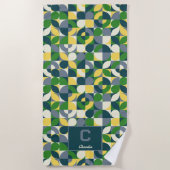 Modernes Bauhaus Abstrakt geometrisches Monogramm  Strandtuch (Vorderseite)