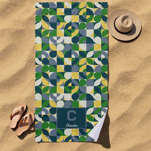 Modernes Bauhaus Abstrakt geometrisches Monogramm  Strandtuch