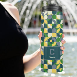 Modernes Bauhaus Abstrakt geometrisches Monogramm Thermosbecher