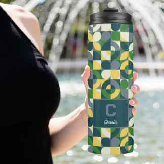 Modernes Bauhaus Abstrakt geometrisches Monogramm Thermosbecher