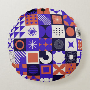 Modernes Bauhaus: Bold Geometric Pattern. Rundes Kissen