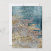 Modernes Beach Abstrakt Aquamarin & Gold Hochzeit Einladung (Rückseite)