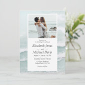 Modernes Beach Blue Ocean Wave Summer Foto Hochzei Einladung (Stehend Vorderseite)